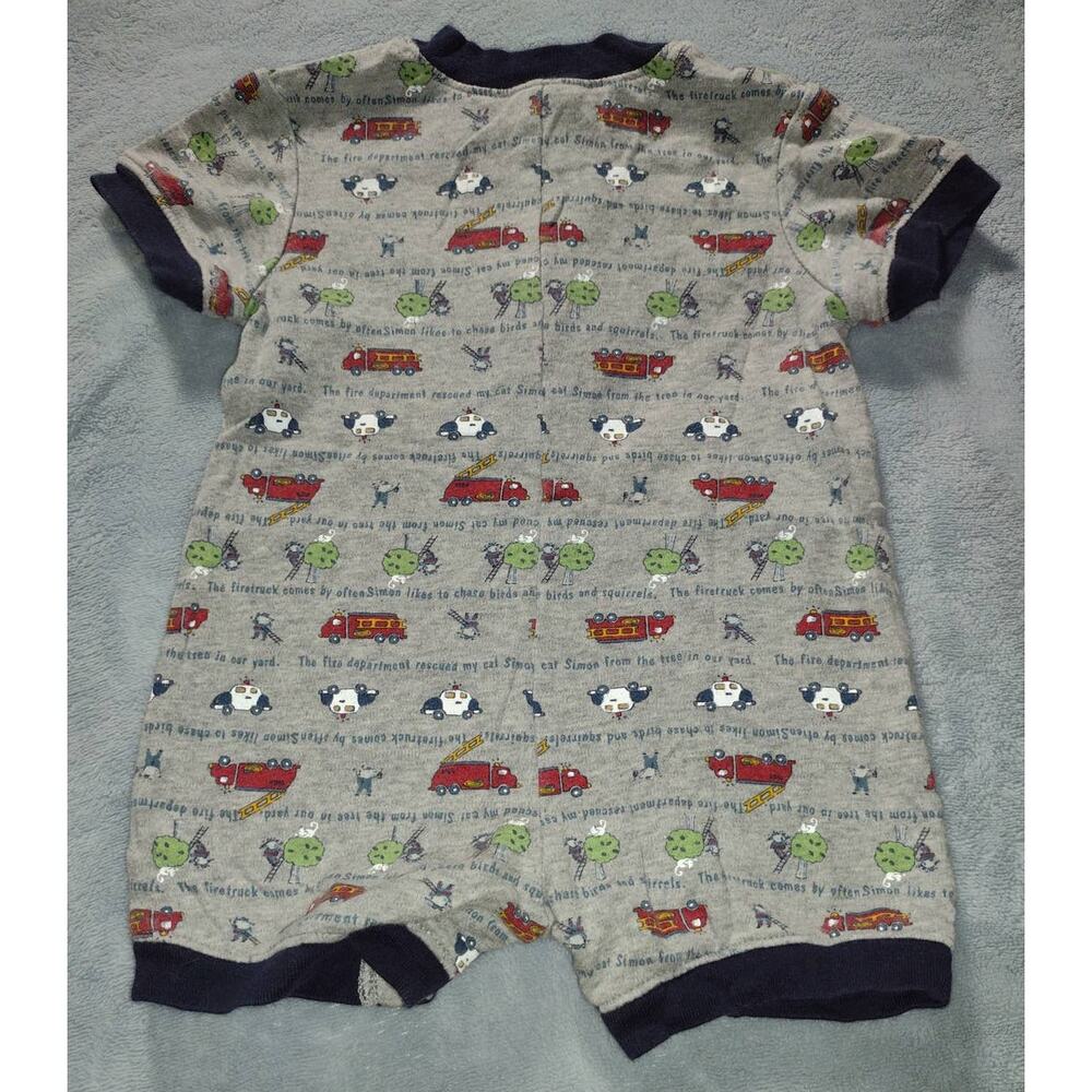 Baby Boys TKS Fire Trucks One Piece Outfit Size 6-9 Months